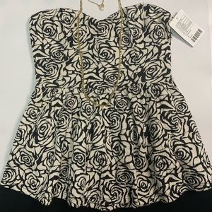 Strapless Black and White Pins and Needles Top